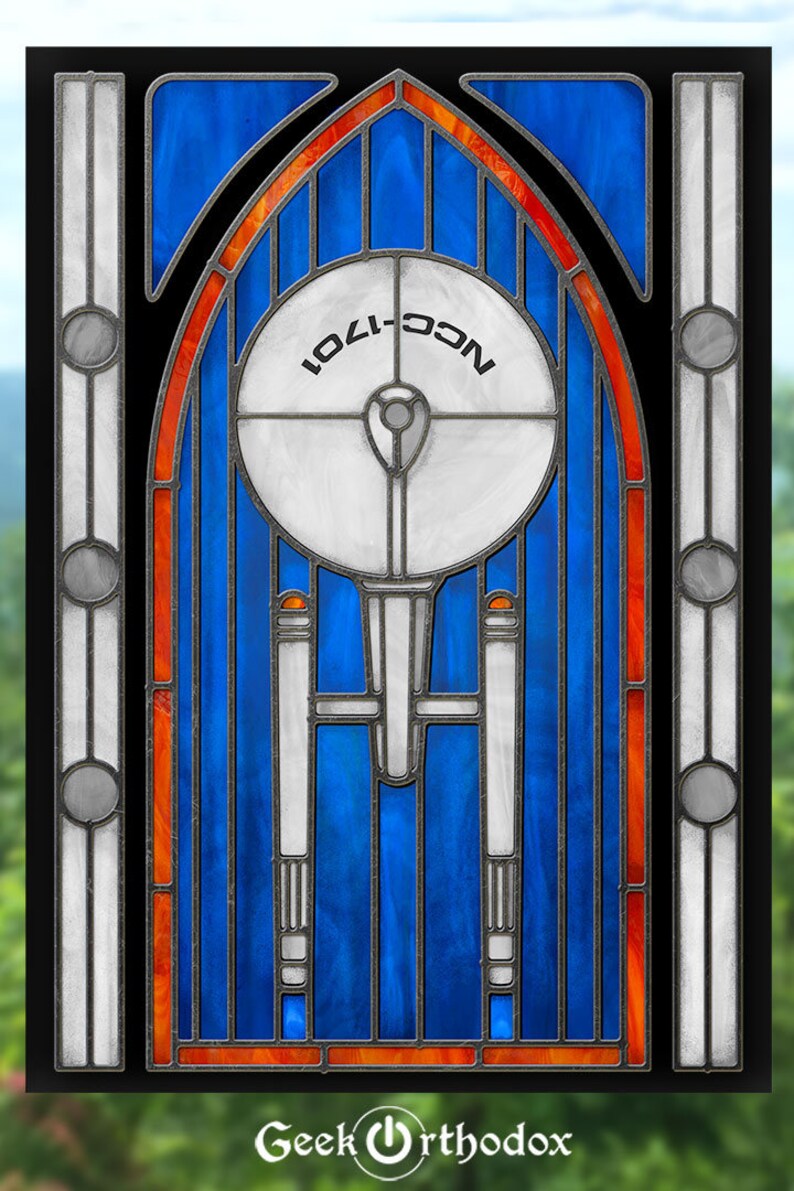 Star Trek Original Enterprise Stained Glass Window Cling Etsy