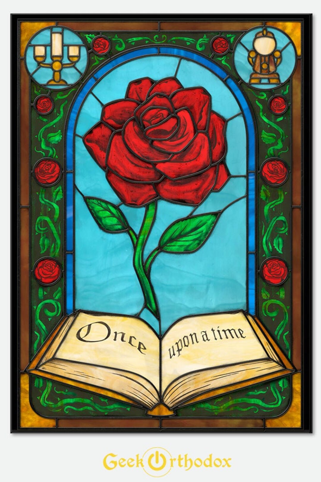 Rose De La Belle Et La Bete Dessin Facile Contes de fées: La Belle et la Bête Rose Vitrail - Etsy France