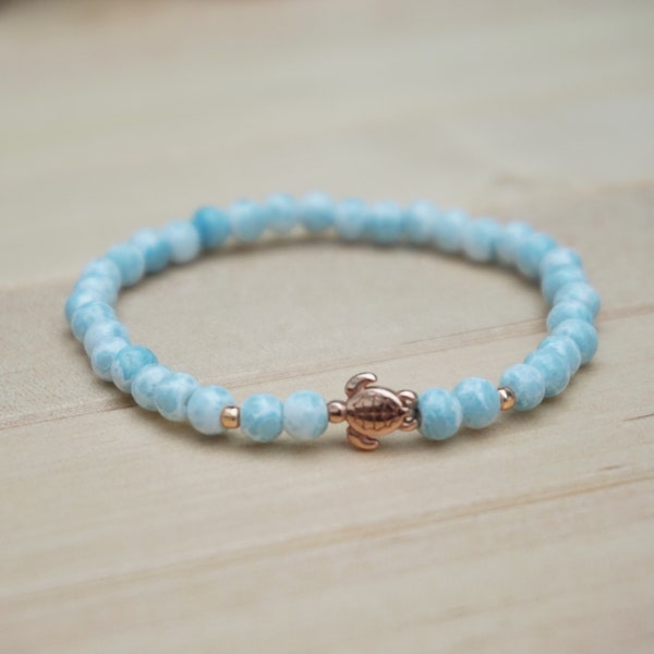 Glass bead bracelet with turtle, gift for girlfriend, Christmas gift