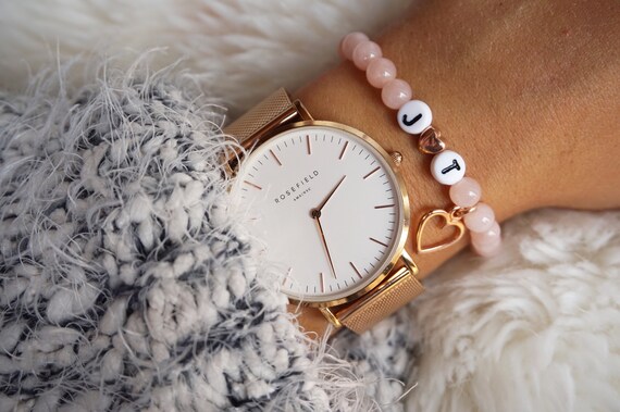 Initial jade bead bracelet with heart pendant Personalized, gift for women,  friendship bracelet, partner bracelet