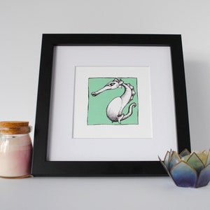 Seahorse, Professional Art Print, Fantastical Creature, Inktober, Attitude, Unique, Ink, Critter