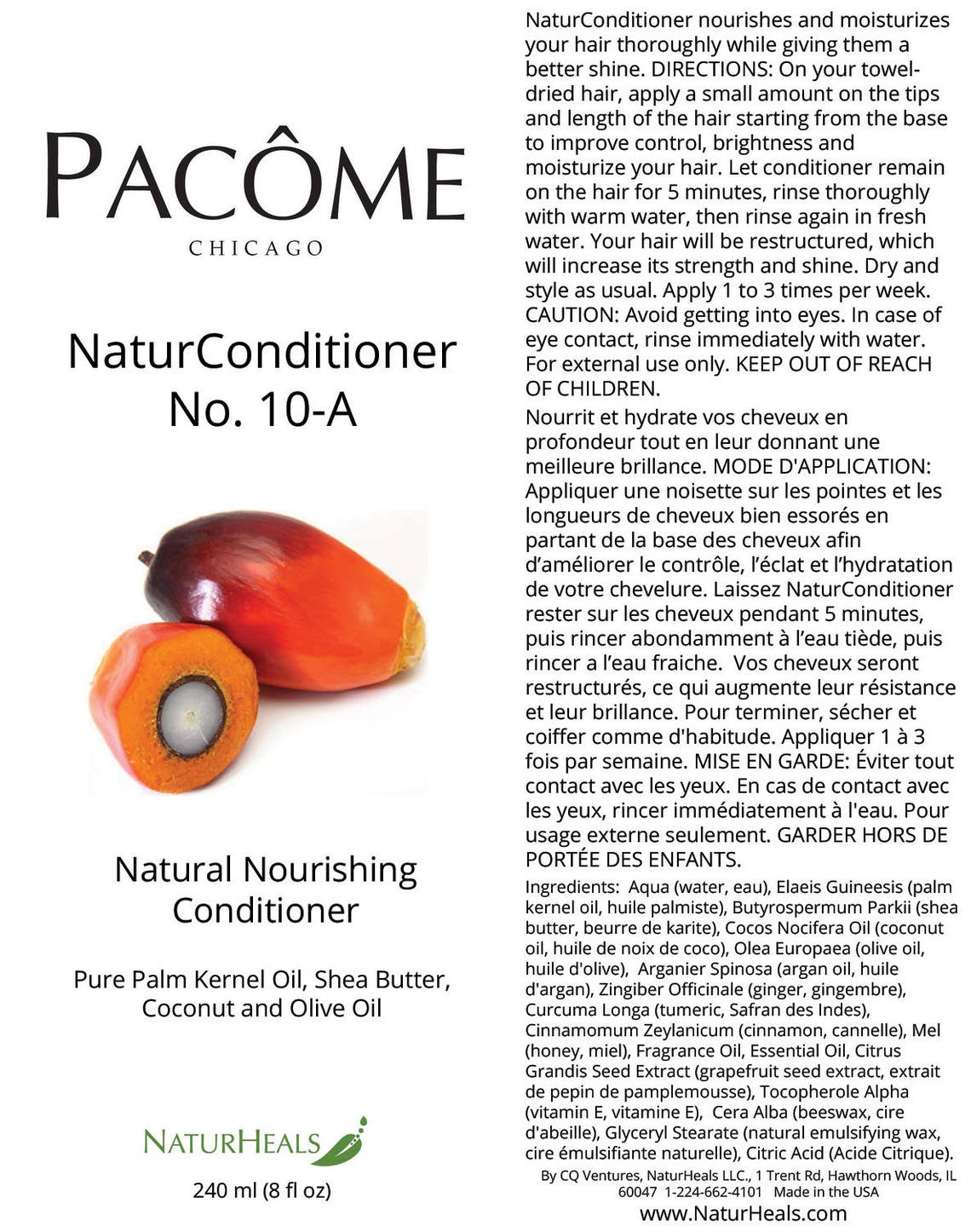 Natural Conditioner With Palm Kernel Oil Shea Butter Coconut Etsy