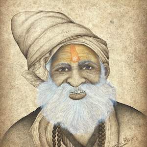 Sarjana Handicrafts Pintura en miniatura fina del retrato del hombre viejo monje, arte de retrato hecho a mano, decoración del hogar, arte fino sin marco