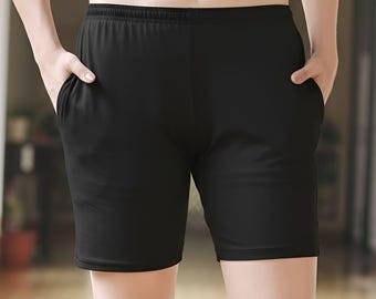 Womens Cotton Shorts with Pockets: Comfort Stretch Short, Workout Trouser FREE SIZE