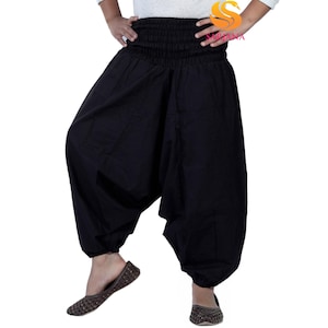 Kids Cotton Solid Harem Pants with Pockets: Unisex Toddlers Yoga Trousers FREE SIZE