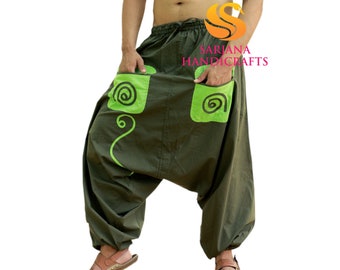 Cotton Harem Pants: Unisex Hippie Yoga Trousers with Pockets
