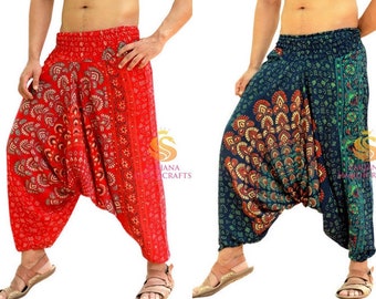 Meikosks Ladies Loose Pocket Harem Pants Floral Print Pants Oversized Casual Trousers Wide Leg Pants