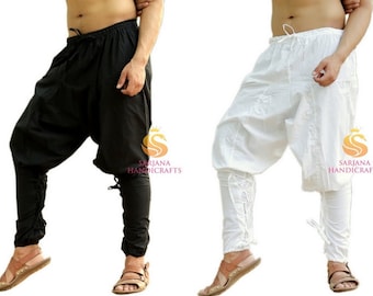 Sarjana Handicrafts Men Women Cotton Solid Pockets Harem Pants, Dhoti Pants, Unisex Yoga Pants Casual Trousers, Hippie Baggy Drop Cotch Pant