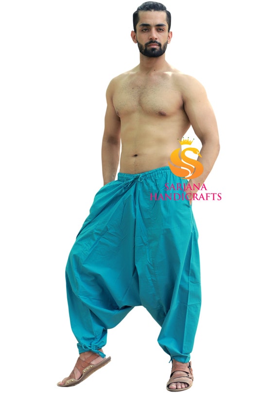 Sarjana Handicrafts Men Women Cotton Solid Pockets Harem Pants, Unisex Yoga  Pants, Casual Trousers, Hippie Baggy Boho Pants Drop Cotch Pants 
