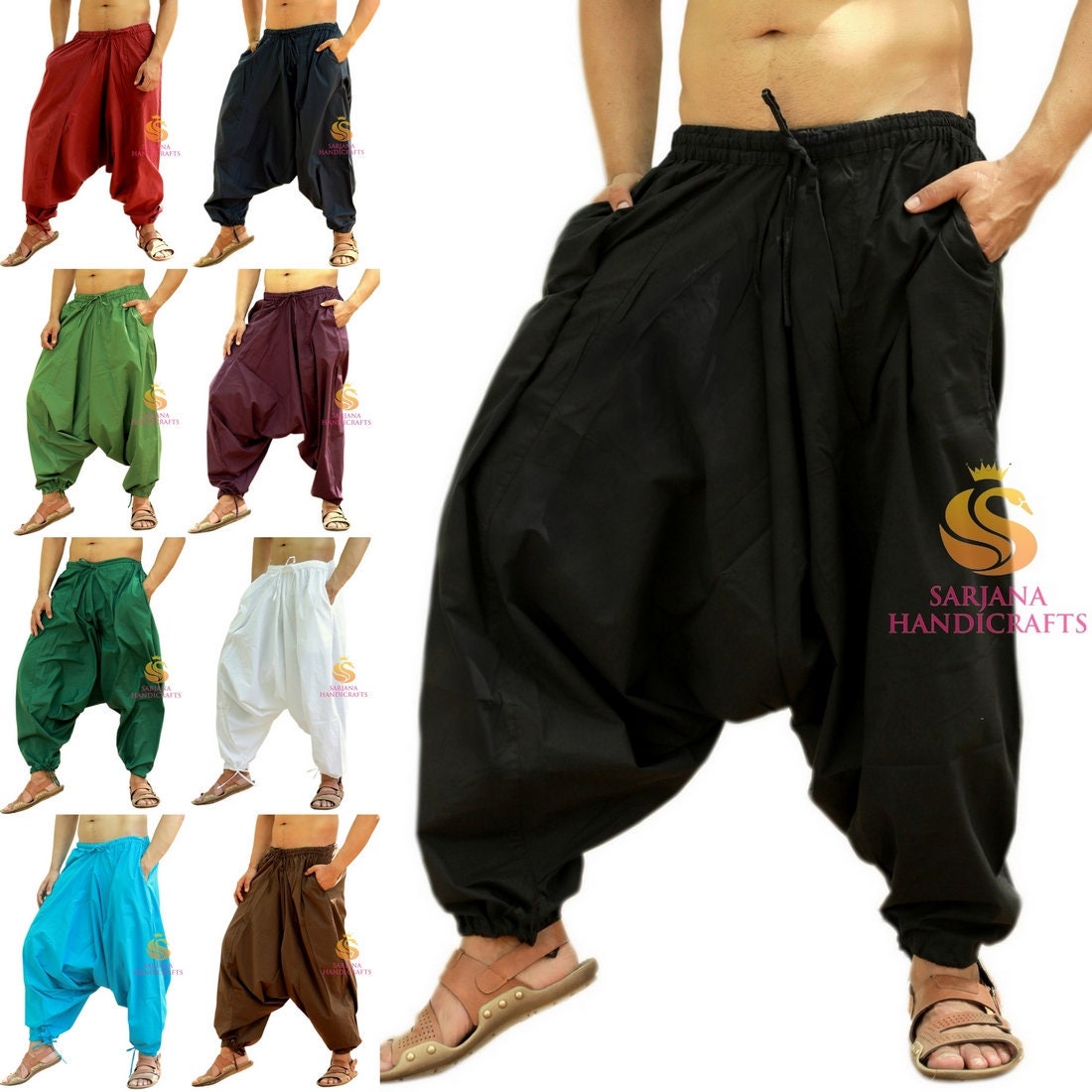 Farfi Hombres Casual Color Sólido Pantalón Pantalones Belly Dance Yoga Harem  Pantalones Slacks Dark Farfi Pantalones Harem