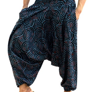 Sarjana Handicrafts Men Women Cotton Printed Pockets Harem Pants, Unisex Yoga Pants, Casual Trousers, Hippie Baggy Boho Drop Crotch Pants