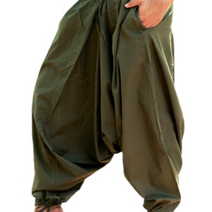 Sarjana Handwerk Heren Dames Katoen Stevige zakken Harembroek, Unisex Yogabroek, Casual Broek, Hippie Baggy Boho Broek Drop Cotch Broek Khaki