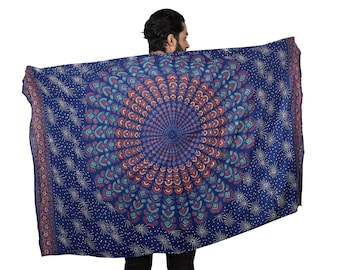 Rayon mandala sarong pareo: unisex strandsjaal omslagdoek, bedekkende handdoek