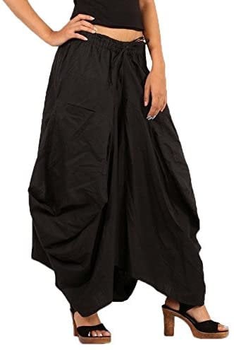Sarjana Handicrafts Women's Cotton Afghani Hippie Skirt | Sea Green, Elastic Waist With Drawstring, 34" Length, Free Size Fits Up To 40" Waist - View #9