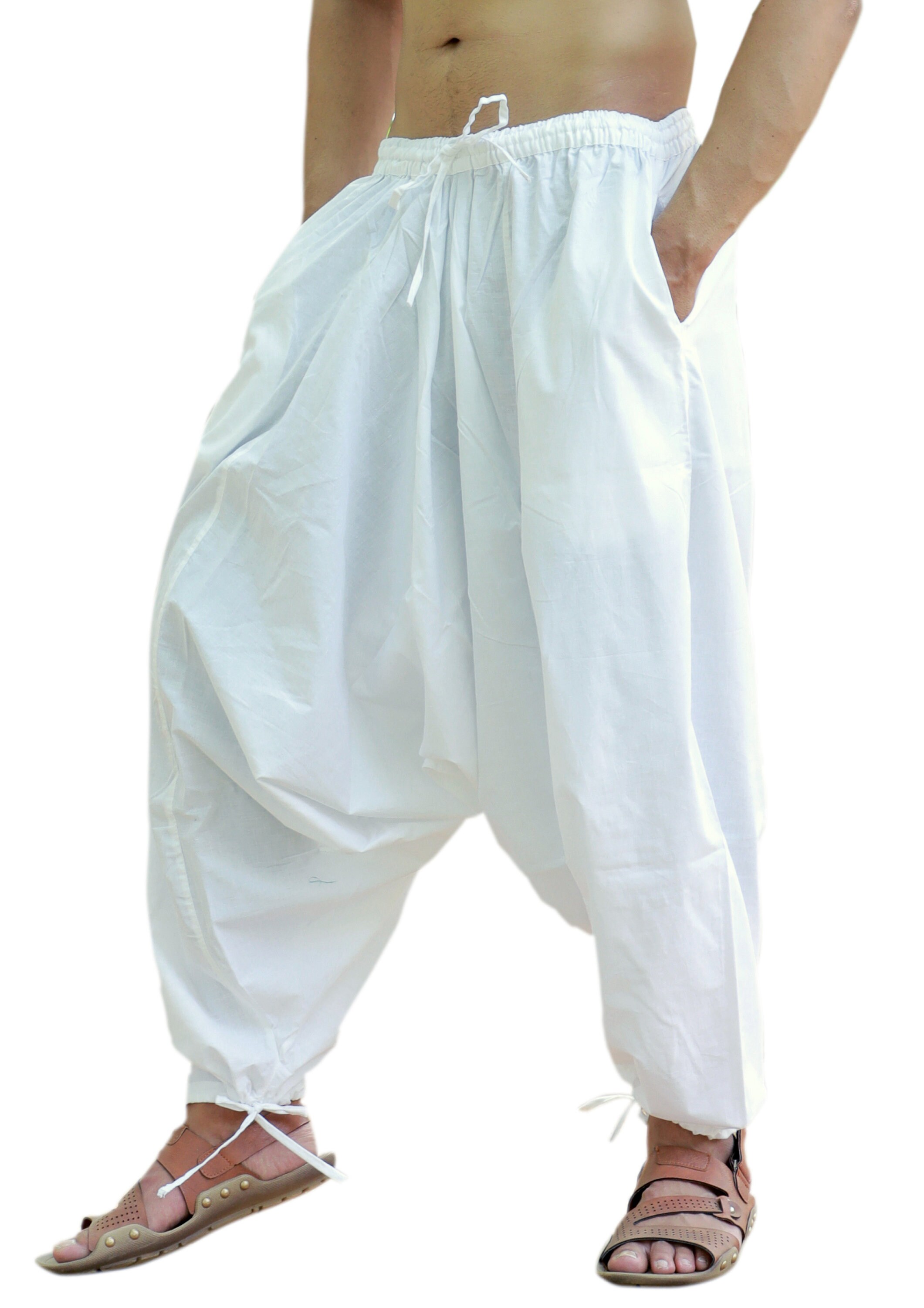 Sarjana Handicrafts Men Women Cotton Solid Pockets White Harem - Etsy