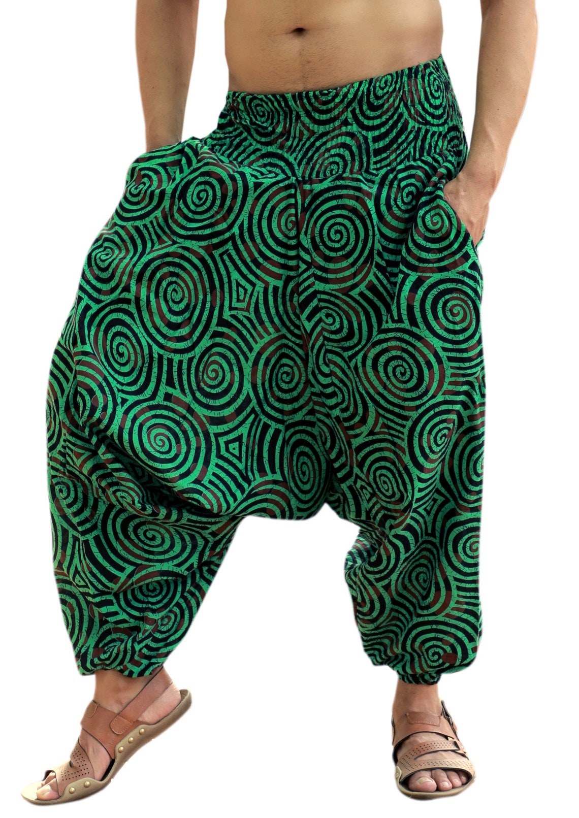 Sarjana Handicrafts Women's Cotton Afghani Hippie Skirt | Sea Green, Elastic Waist With Drawstring, 34" Length, Free Size Fits Up To 40" Waist - View #5