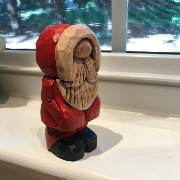 Hand Carved Santa Gnome