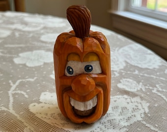 Carved pumpkin named "Corky"