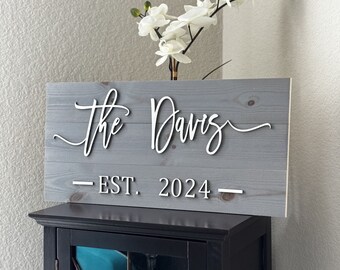 Personalized Family Name Wood Sign: 3D Laser Cut Monogram