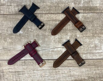Handmade Leather Apple Watch Band: Engraved iWatch Strap
