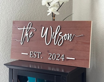 Wood Sign / Last Name Sign / Custom Wood Sign / Established Sign / Personalized Wedding gift / Wedding Sign / 3D Sign / Family Name Sign