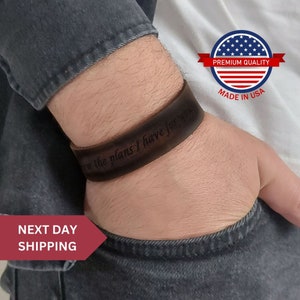 Mens Personalized Leather Bracelet with Different Colors• Engraved • Stainless Steel •Full Grain Leather • Hidden Message