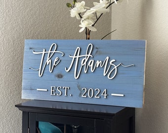 Personalized Family Name Wood Sign: 3D Farmhouse Decor