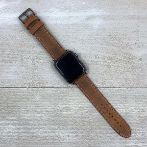 Gifts for him, Leather Apple Watch Band 38 40 41 42 44mm 45mm, handmade strap, iwatch band,Free Engraving,Christmas Gift, anniversary gift-y image 6