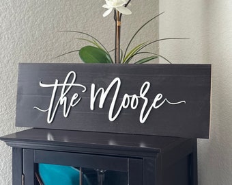 Personalized Family Name Wood Sign: 3D Laser Cut Home Decor