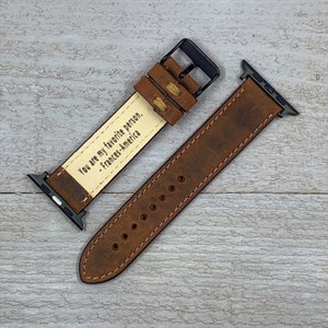 Leather Apple Watch Band 38mm 40mm 42mm 44mm, handmade watch strap, iwatch band, FREE Message Engraving, Christmas Gift, anniversary gift