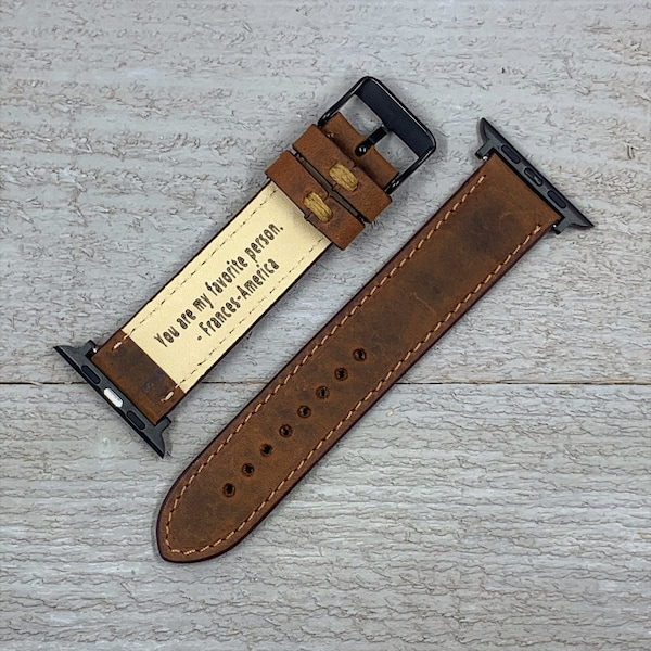 Handmade Leather Apple Watch Band with FREE Engraving