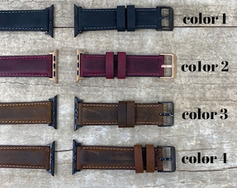 Personalized Leather Apple Watch Band: Engraved iWatch Strap