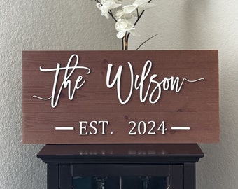 Personalized Family Name Wood Sign: 3D Laser Cut Home Decor