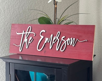 Custom Family Name Wood Sign: 3D Laser Cut Wall Decor