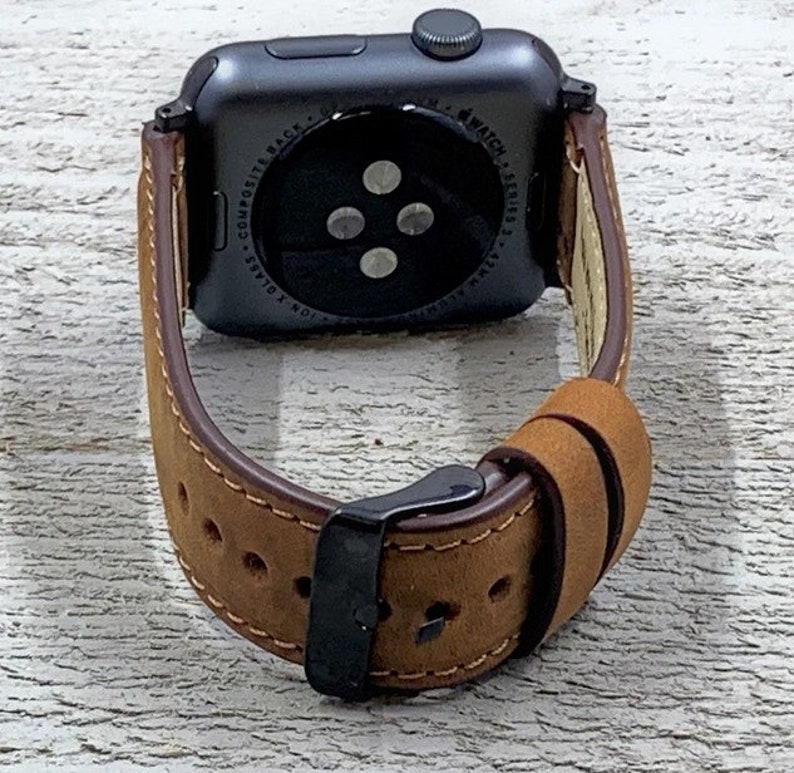 Gifts for him, Leather Apple Watch Band 38 40 41 42 44mm 45mm, handmade strap, iwatch band,Free Engraving,Christmas Gift, anniversary gift-y image 7