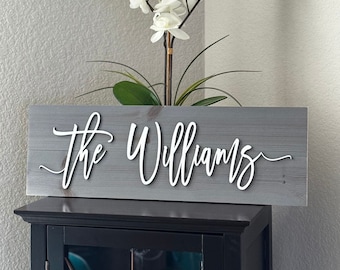 Custom Family Name Wood Sign: 3D Laser Cut Home Decor