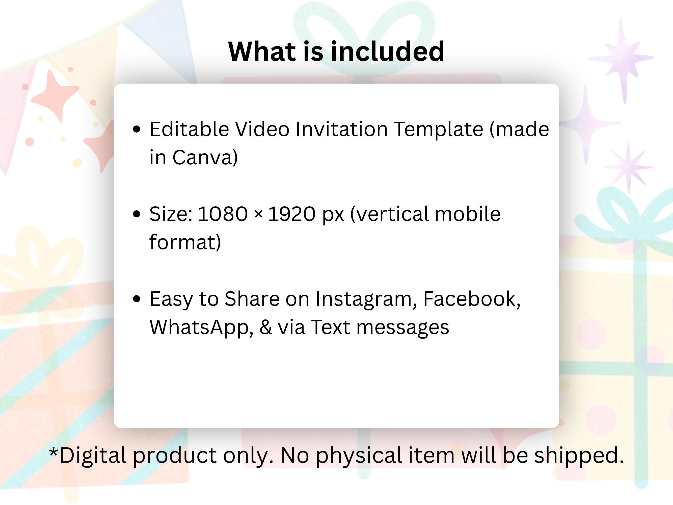 T1 Invite Editable Video Template - Birthday Invitation - (canva Template ...