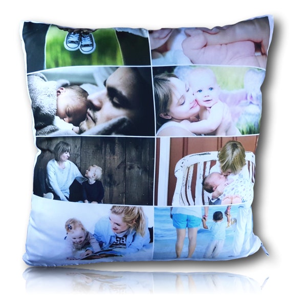 Personalised Cushion Photo Collage One side Print Gift 16"x16" Filling FREE Memory Gift, Anniversary Gift, Sister gift, Bff gift