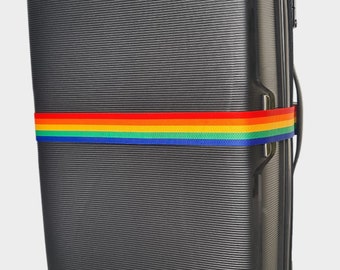 Personalised Luggage Strap 180cm x 5cm Suitcase Safe Luggage Belt Rainbow LGBTQ pride With Your Name / Text