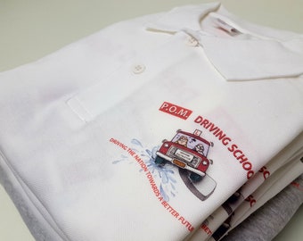 Gepersonaliseerde Polo Shirt Full Color Tekst Logo Print Werk Uniform Workwear Company - FRONT LEFT BREAST