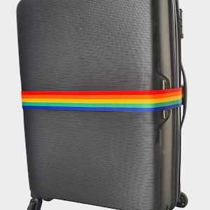 Sangle à bagages personnalisée 180 cm x 5 cm Valise Ceinture à bagages sécurisée avec cadenas Arc-en-ciel de fierté LGBTQ avec votre nom/texte