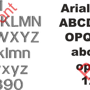 2 fonts available for luggage personalisation. one for printed font one for embroidery font.