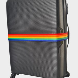 Sangle de bagage personnalisée 180 cm x 5 cm Ceinture de sécurité pour valise avec cadenas TSA Fierté LGBTQ arc-en-ciel avec votre nom/texte