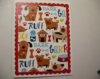 Handmade Doggie Note Card - Bark, Ruff