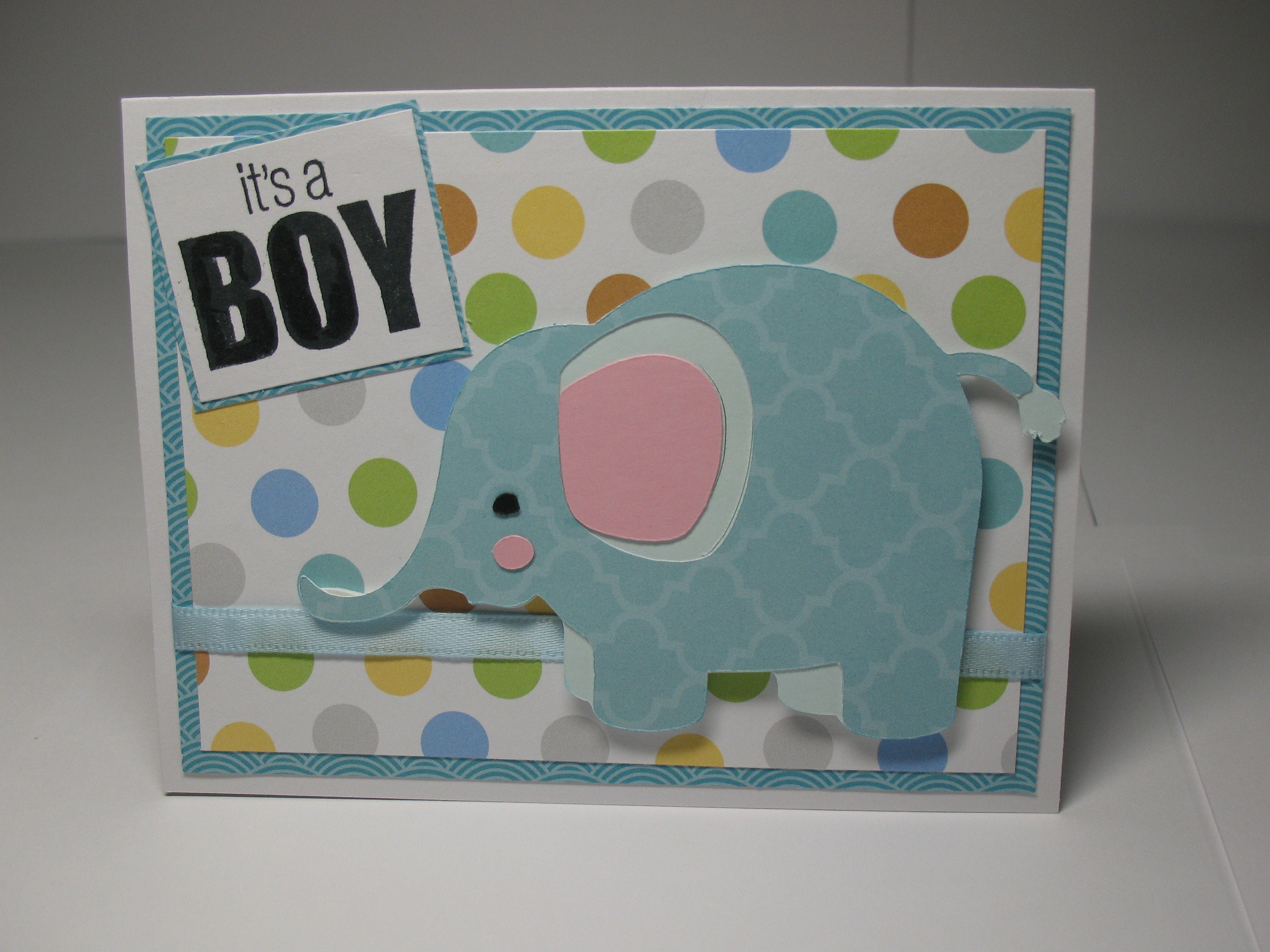 Antique Gold Finish American Greetings Baby Shower Card For Boy - Elephant  With Balloons Design Boy Baby Card, image size:3000x2250