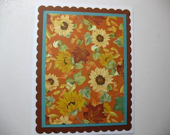 Handmade, Fall Leaves and Floral, Note Card