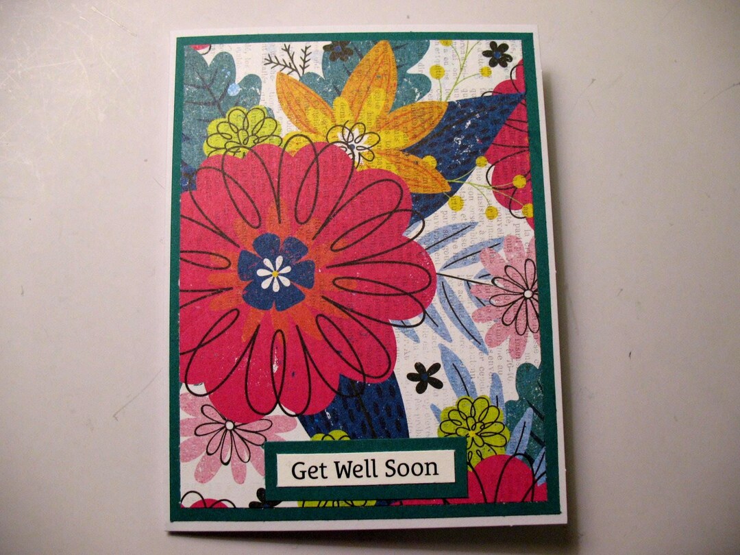 Beautiful Bright Pink and Yellow Floral Note Card, Watercolor Look - Etsy