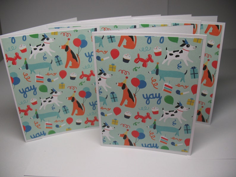 Cute 6 Doggie Birthday Note Cards party,