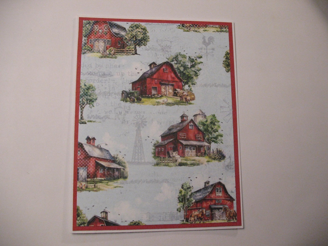 Handmade Note Card With Old Barns on It - Etsy