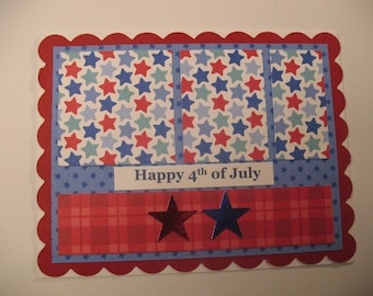 Stars and Plaid Handmade 4th of July Card